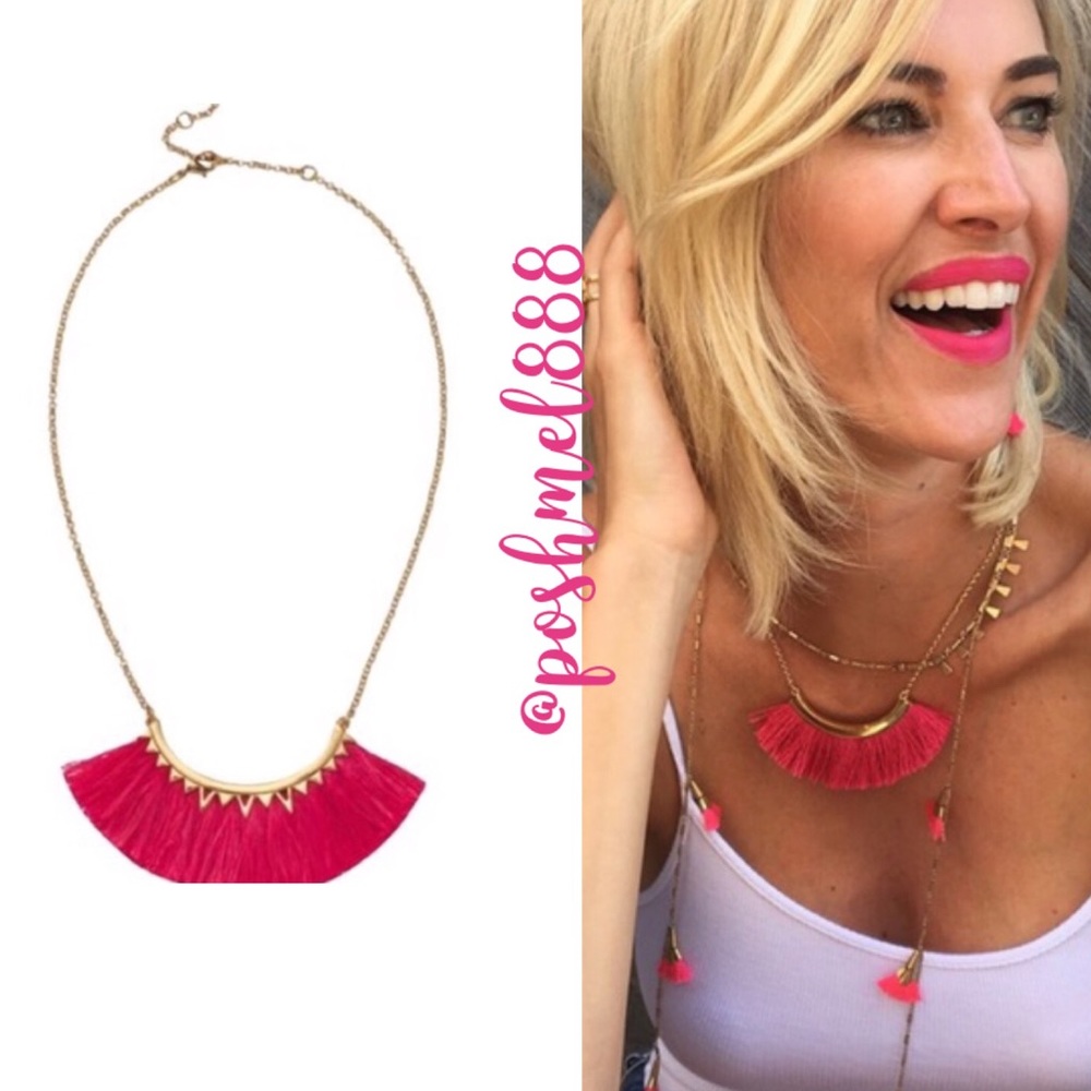 Stella & Dot | Gold+Hot Pink Eden Fringe Necklace